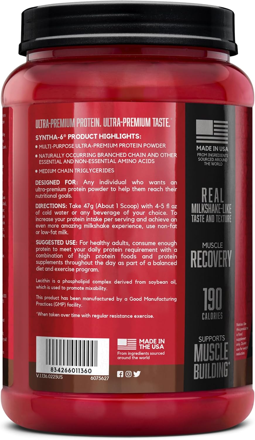 BSN SYNTHA-6 Proteína en polvo premium, batido de chocolate, 14 por...