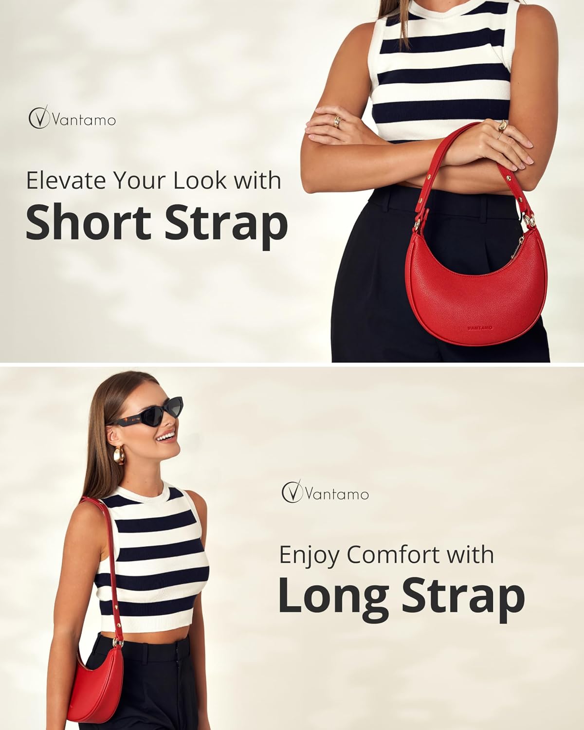 Bolsos Vantamo para mujer con forma de media luna con protección RF...