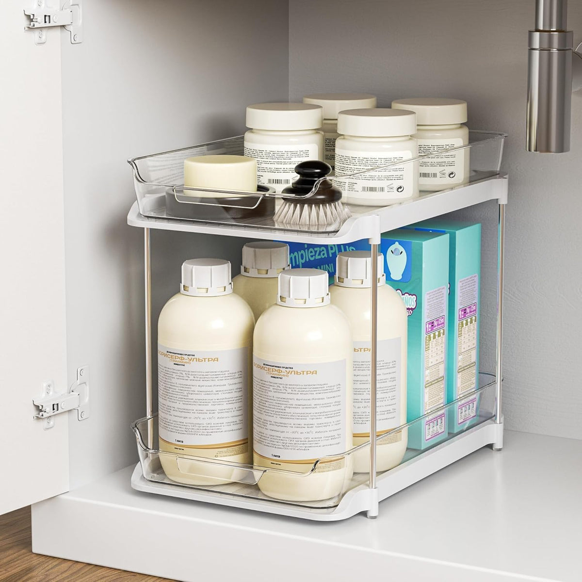 Delamu Organizadores y almacenamiento multiusos de 2 niveles para d...