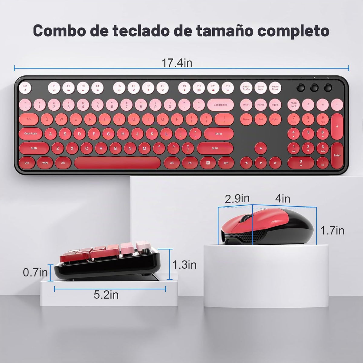 MOFII Combo de teclado y mouse inalámbricos, tamaño completo 2.4G,...