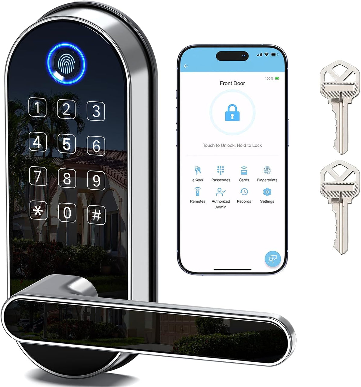 Cerradura inteligente de huellas dactilares Bluetooth con mango y t...