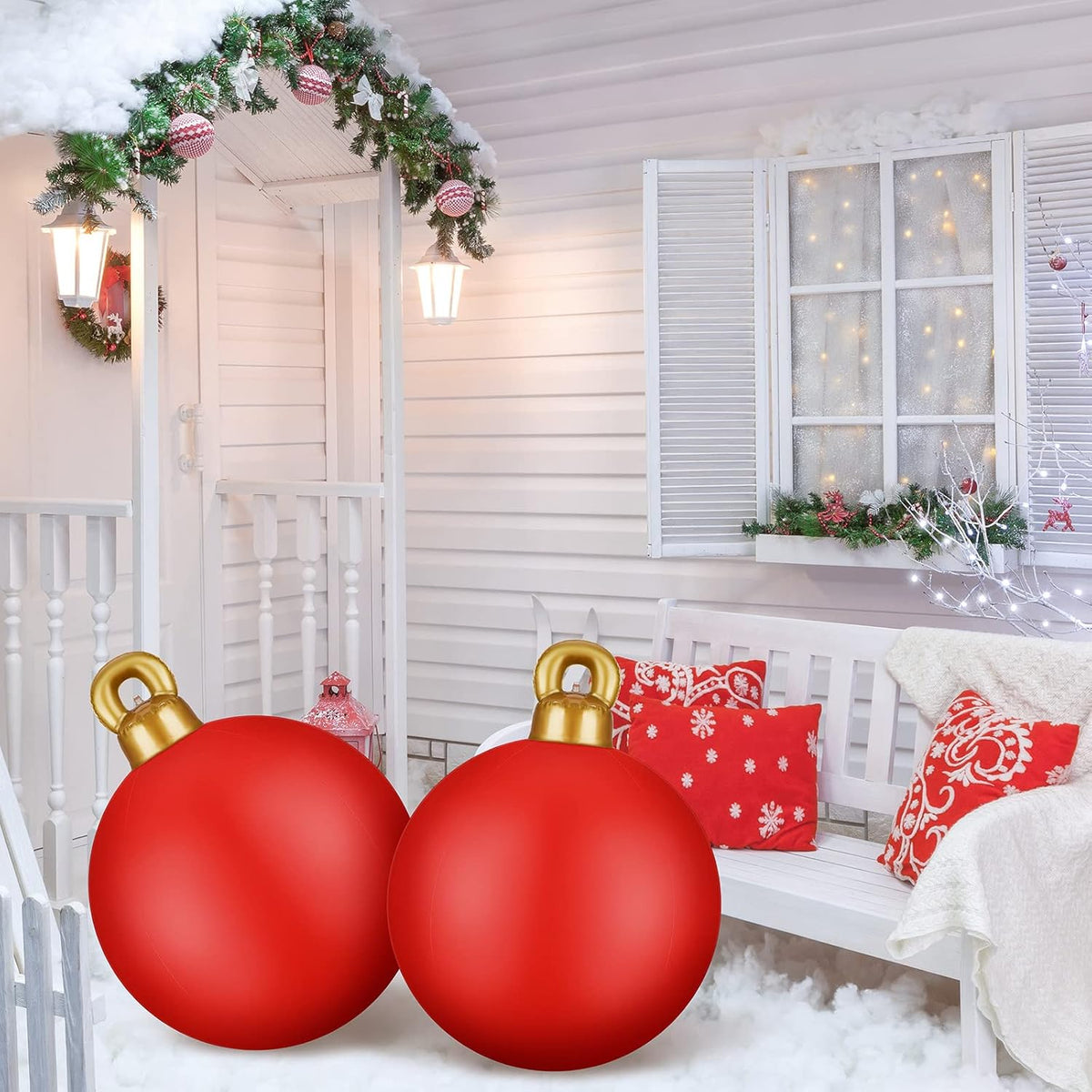 2 bolas inflables gigantes de PVC de 32 pulgadas de Navidad (sólido...