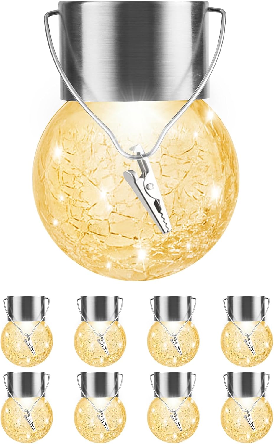 Luces Solares Exteriores Colgantes Globo Decorativo Paquete de 8, F...