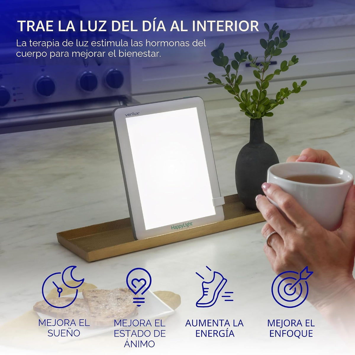 Verilux HappyLight Lucent - Lámpara de terapia de luz de un solo to...
