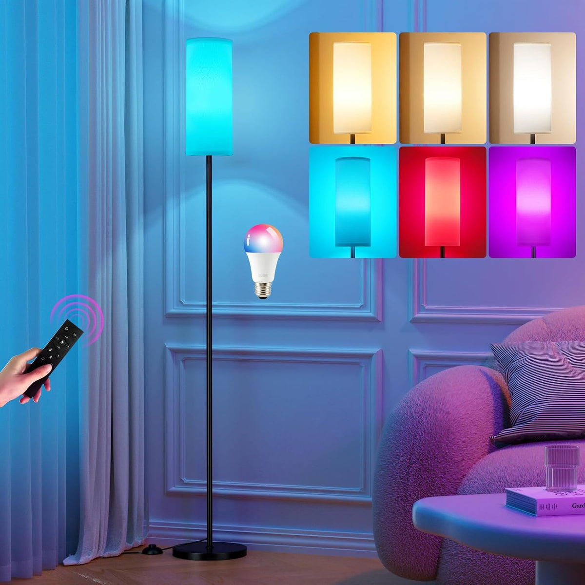 Ambimall - Lámpara de pie de 64'' para sala de estar con co...