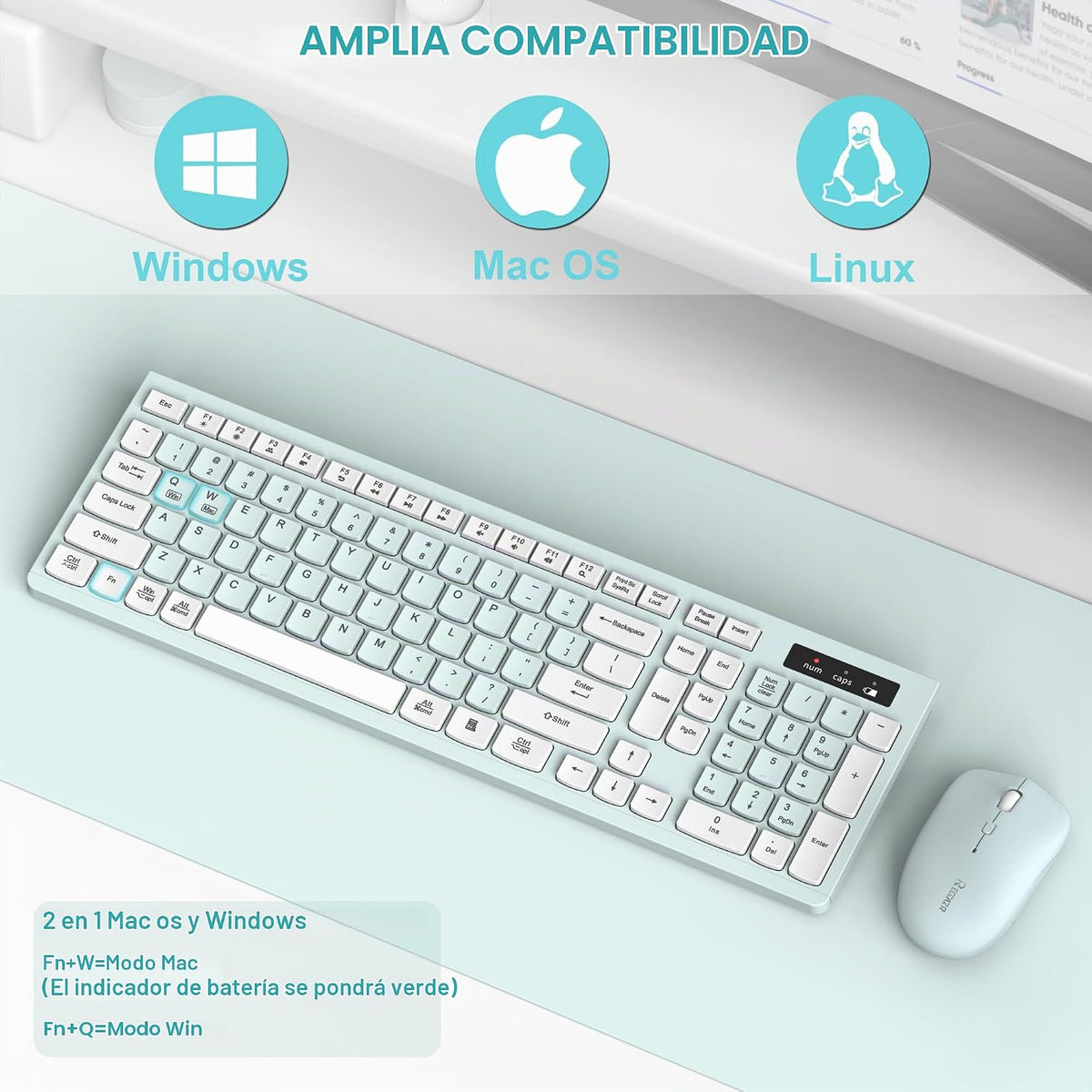 Combo silencioso de teclado y mouse inalámbricos para oficina y hog...