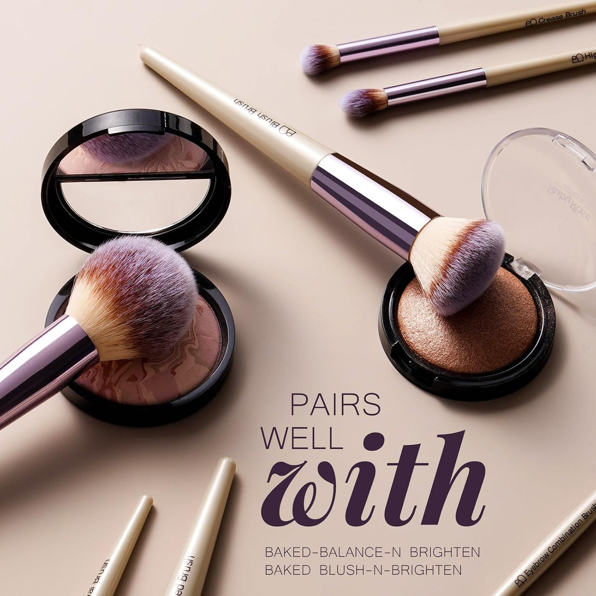 BS-MALL Juego de 18 brochas de maquillaje profesionales para base d...