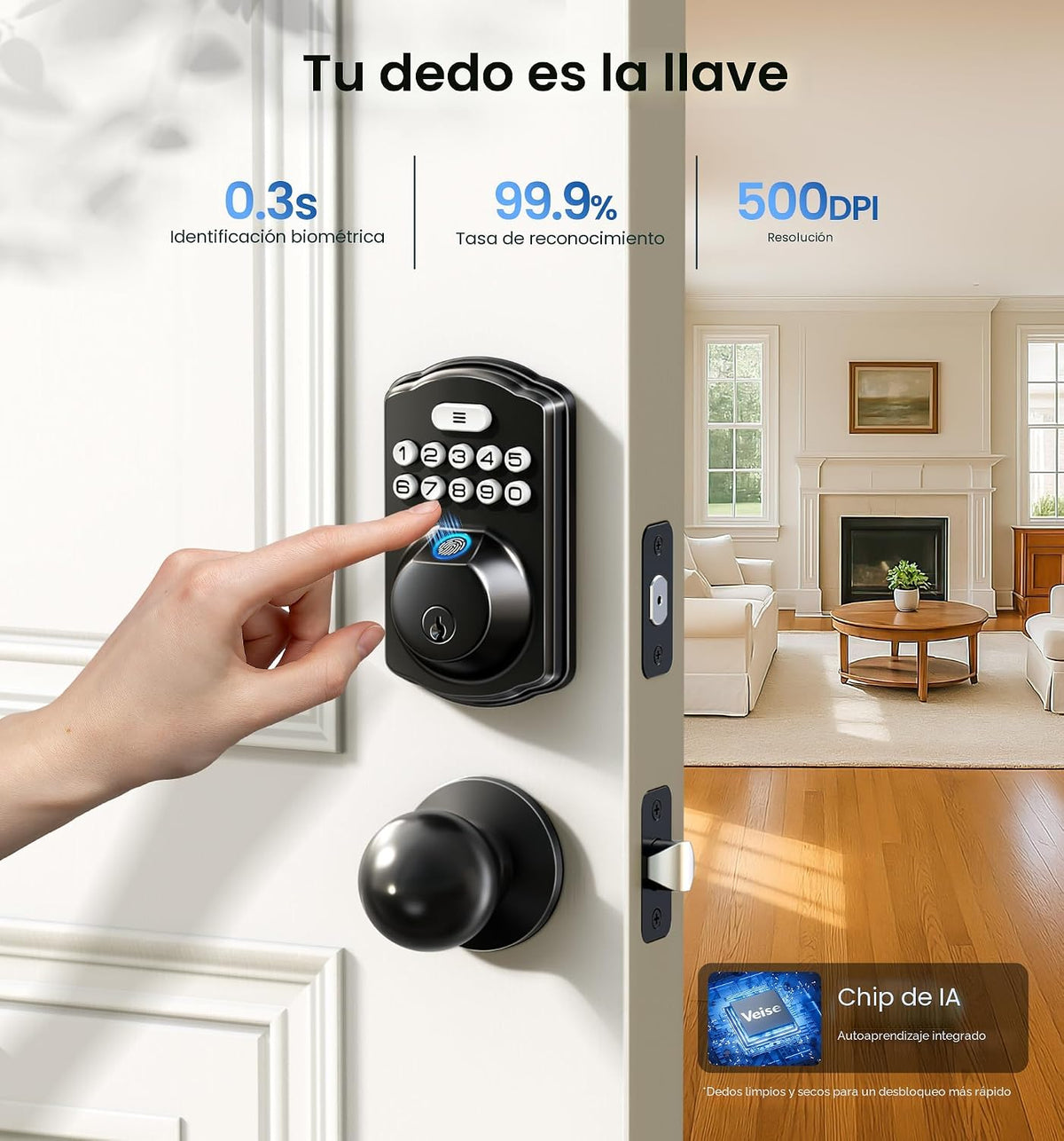 Cerradura de puerta con huella dactilar Veise con 2 perillas - Cerr...