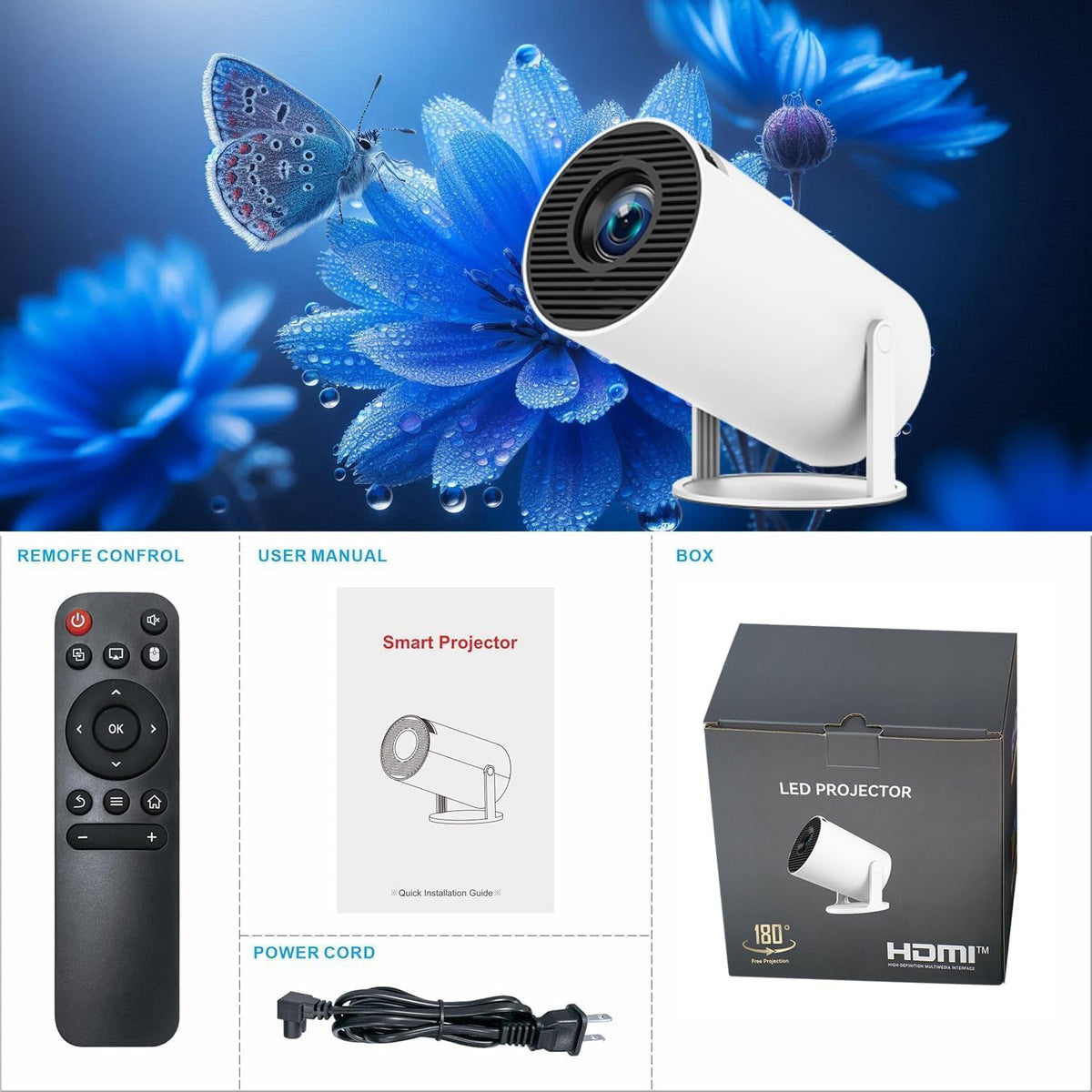 Mini Proyector, Proyector Inteligente Portátil 4K WiFi 6 BT 5.4 [Ap...