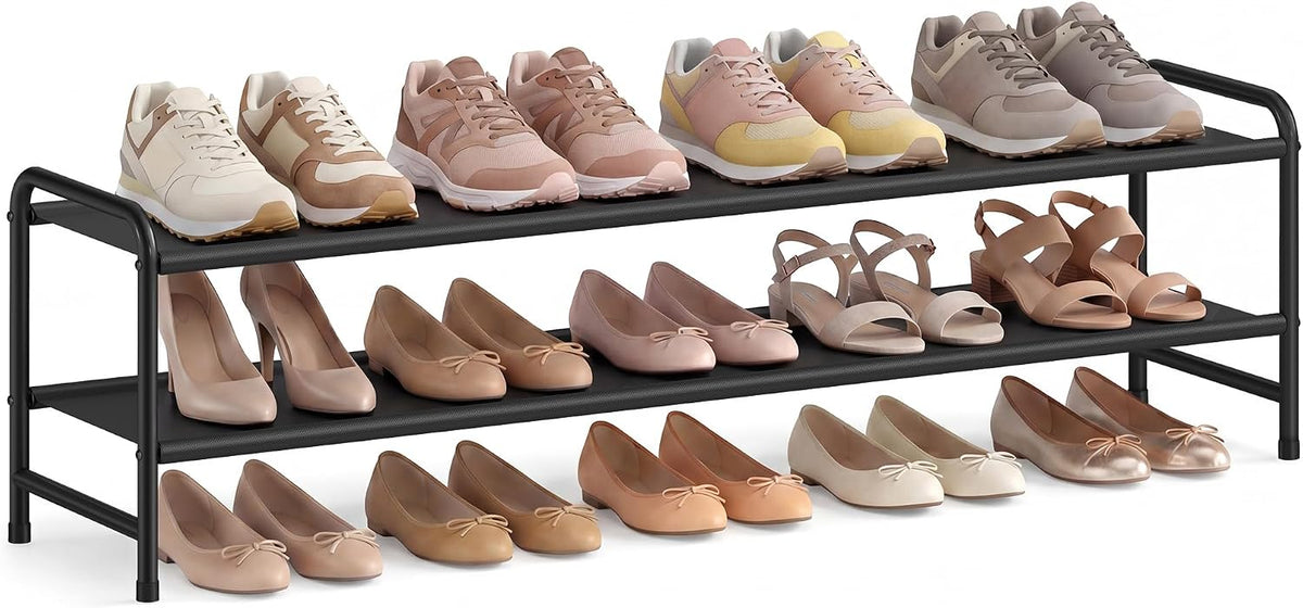 SONGMICS Zapatero largo, organizador de zapatos de 2 niveles, con c...
