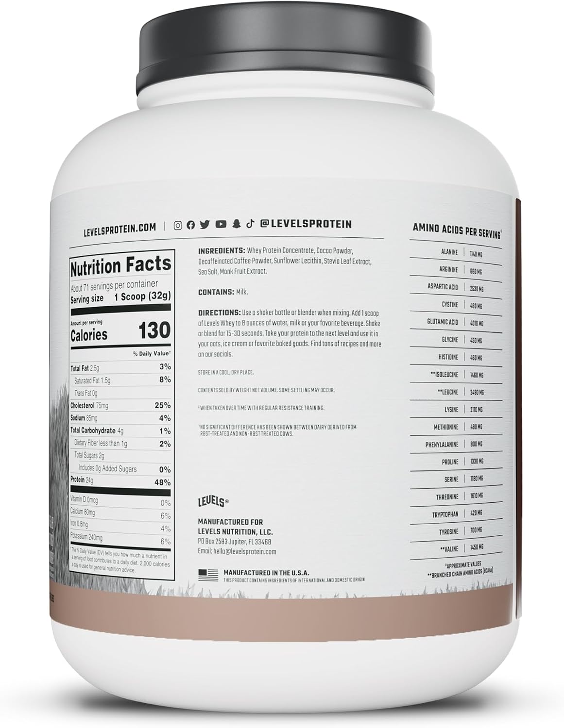 Levels - Proteína de suero en polvo, sin ingredientes artificiales...