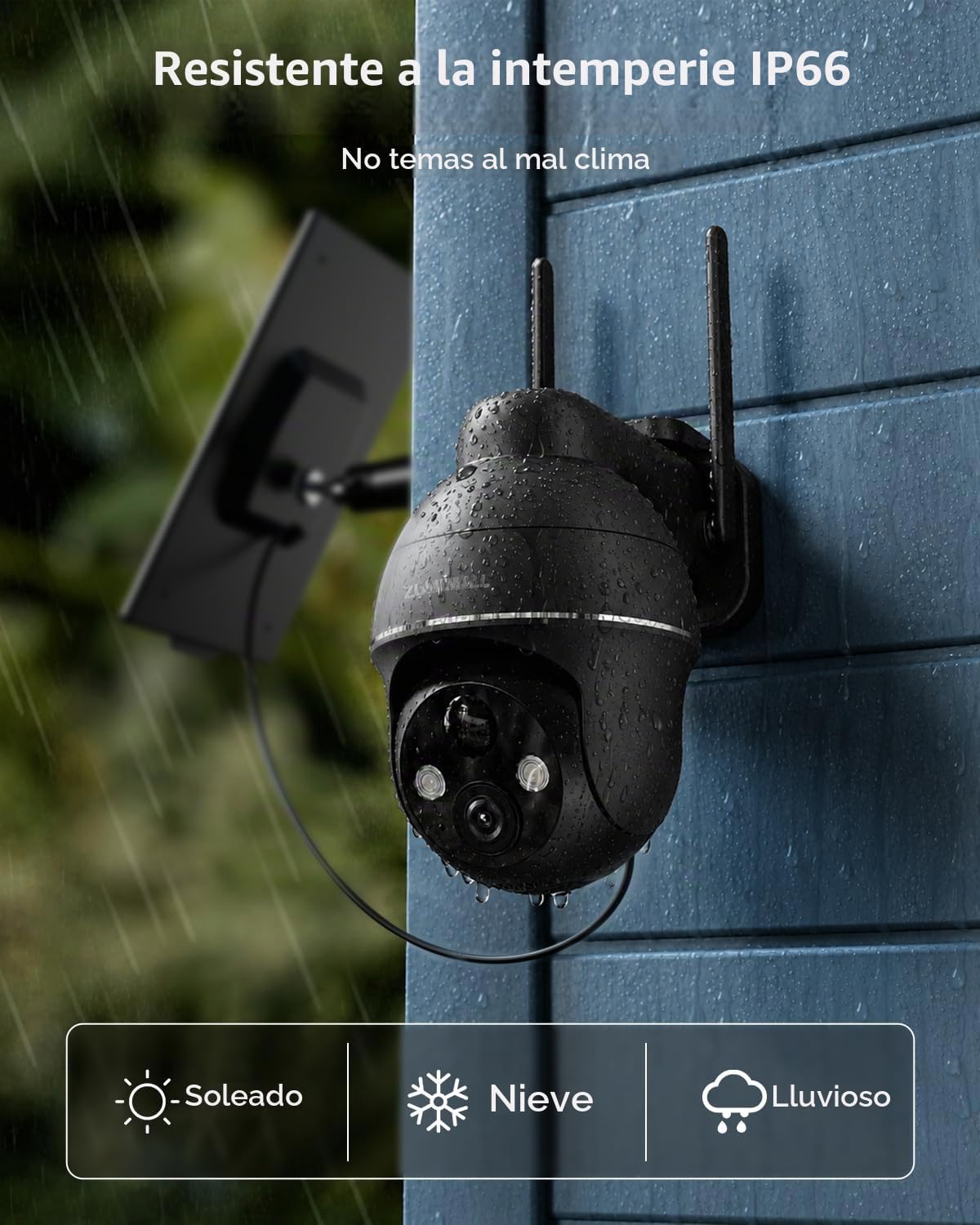 ZUMIMALL Cámaras de seguridad solares 2K inalámbricas para exterior...