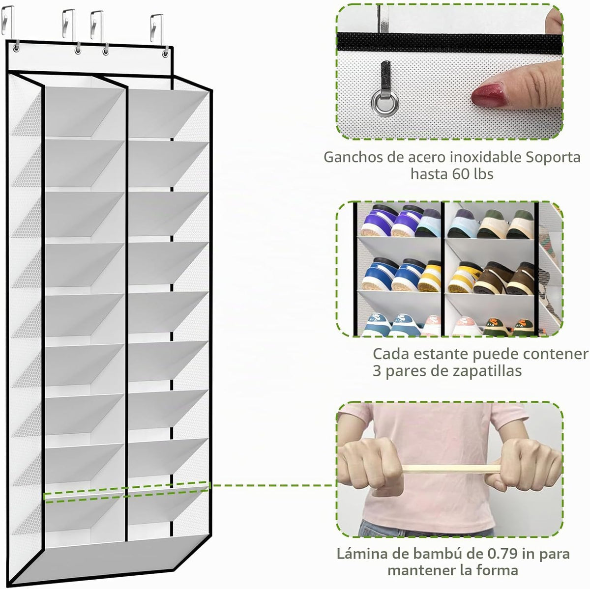KEEPJOY 20-30 pares de organizadores de zapatos sobre la puerta, za...