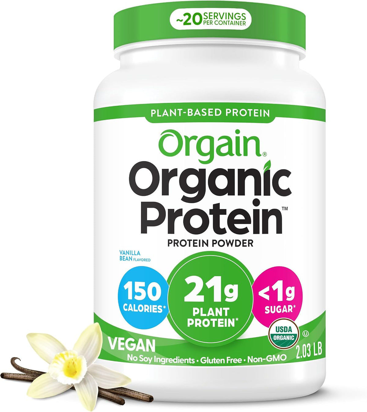Polvo proteico a base de plantas orgánicas de la marca Orgain, sabo...