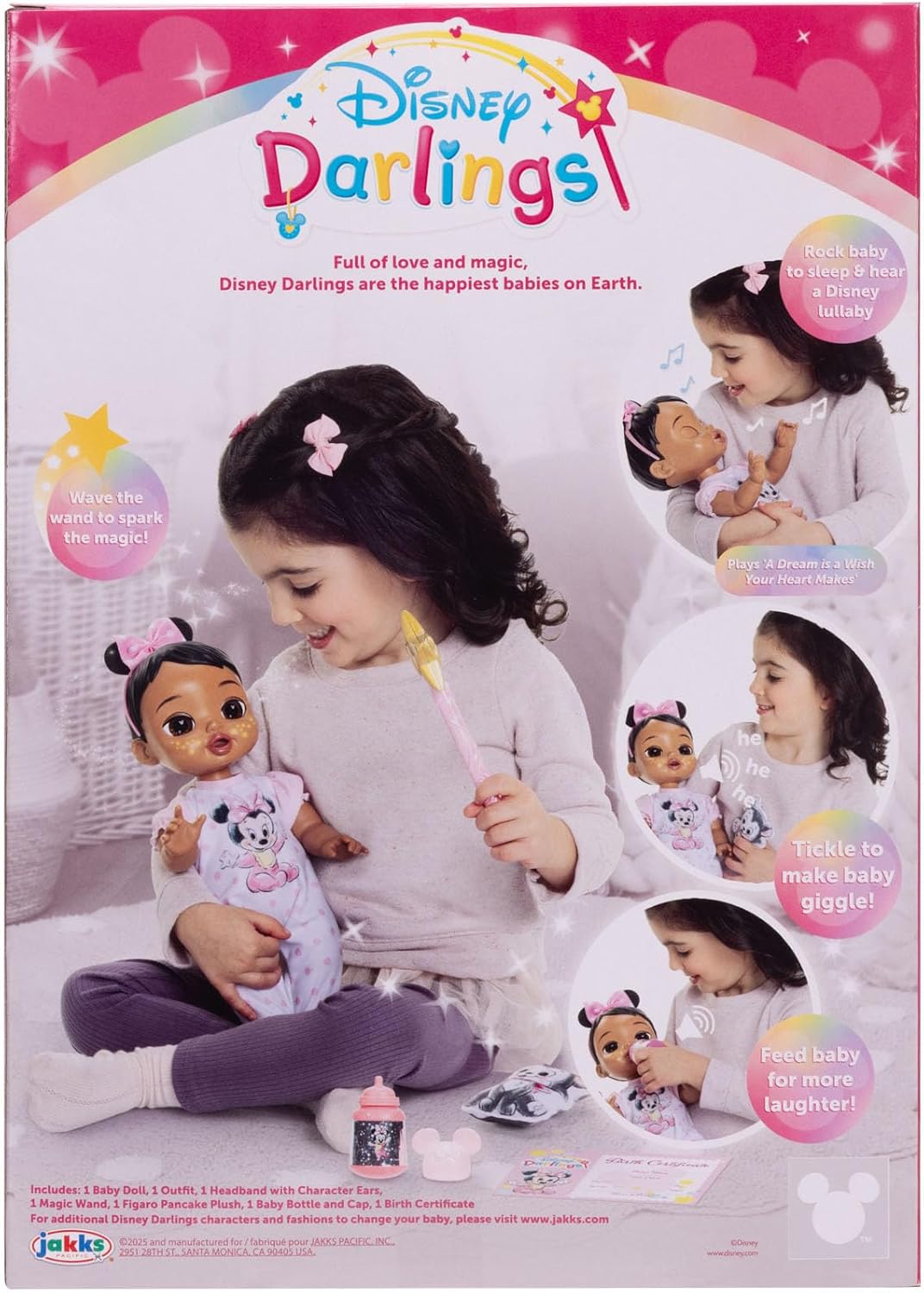 Disney Darlings - Muñeca interactiva de bebé de 13 pulgadas, luces...