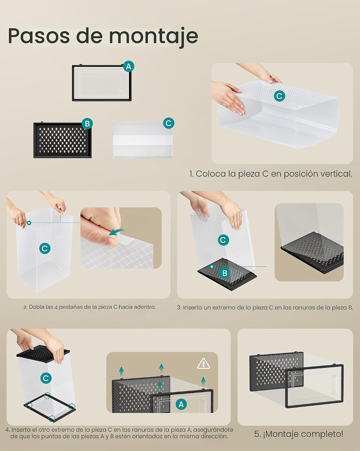 SONGMICS Cajas de zapatos, caja de plástico transparente, paquete d...