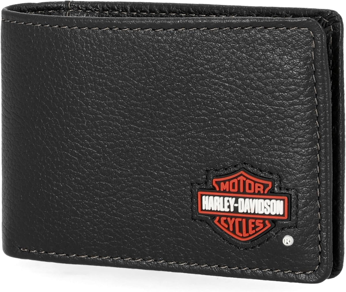Harley-Davidson Billetera delgada de cuero genuino con bloqueo Rfid...