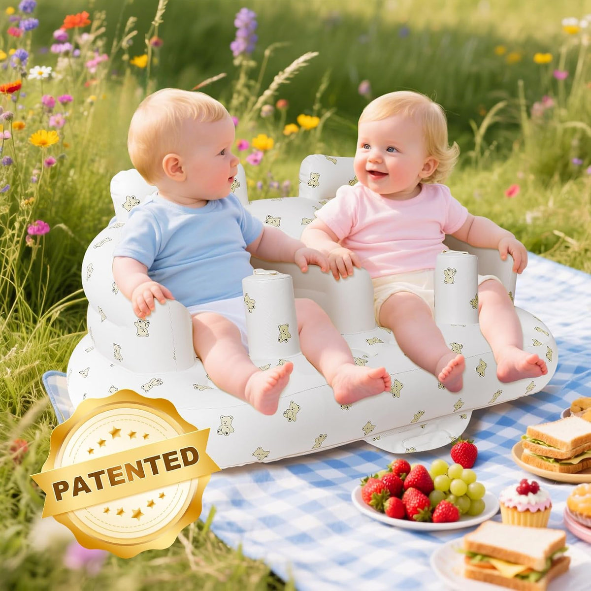 EKEPE - Asiento de bebé inflable, silla de bebé con asiento doble p...