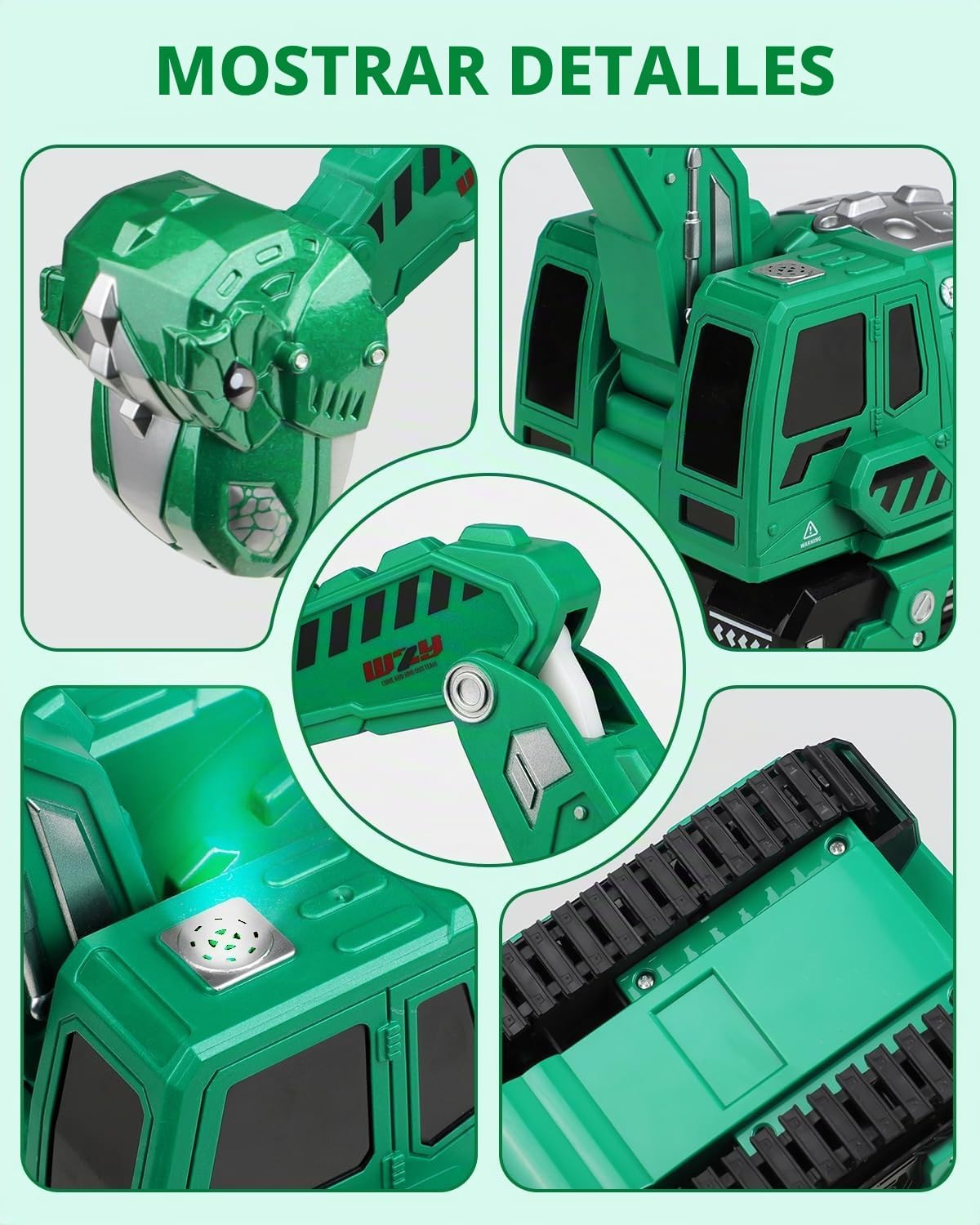 Humzo Excavadora con control remoto para niños de 4 a 7 años, camio...