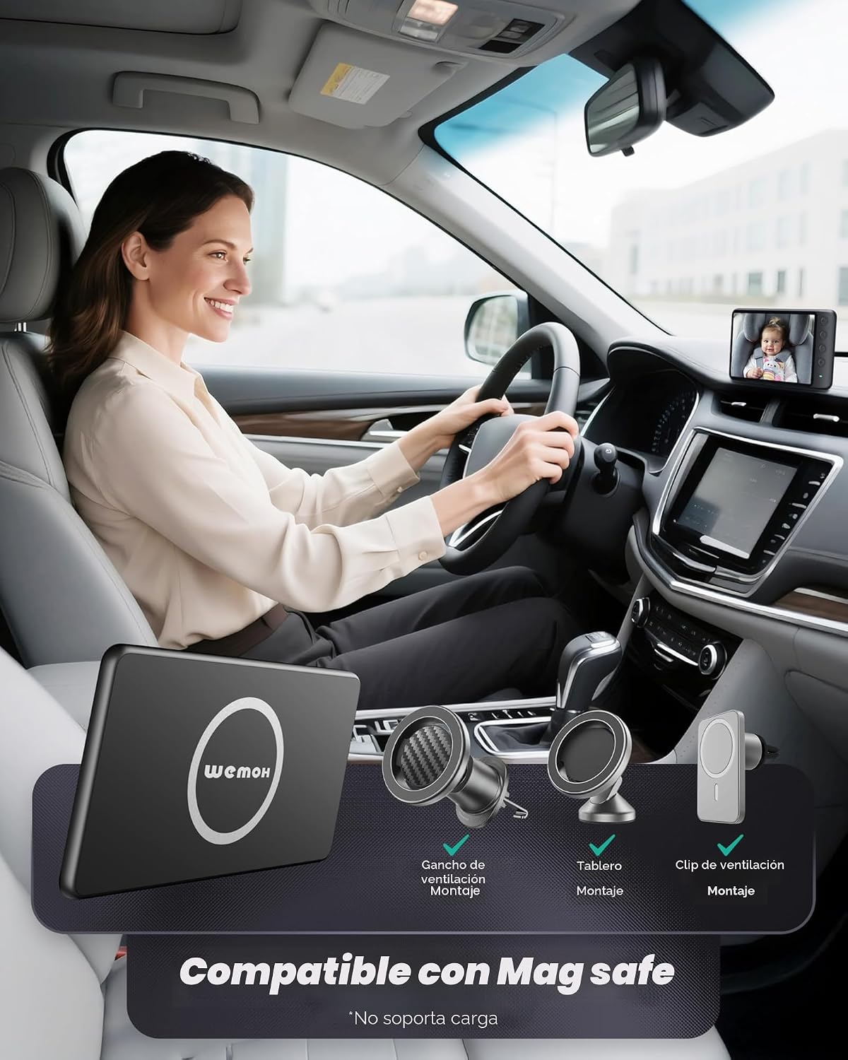 WEMOH Cámara magnética del coche del bebé con el monitor de 5"...