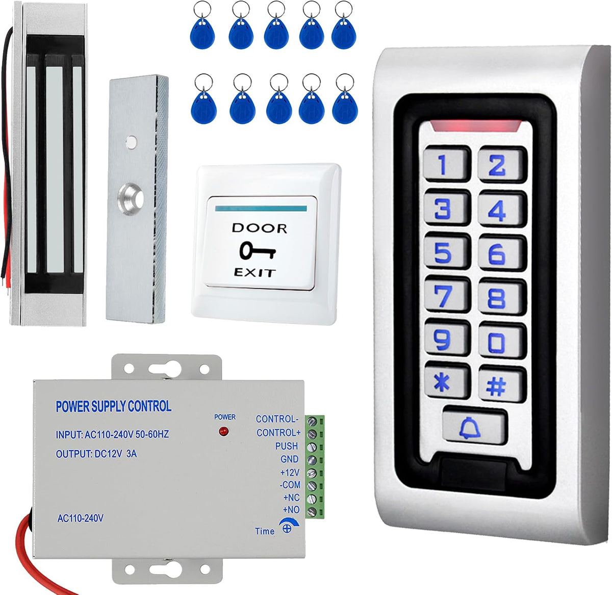 Kit de sistema de control de acceso, cerradura magnética de 180 kg\...