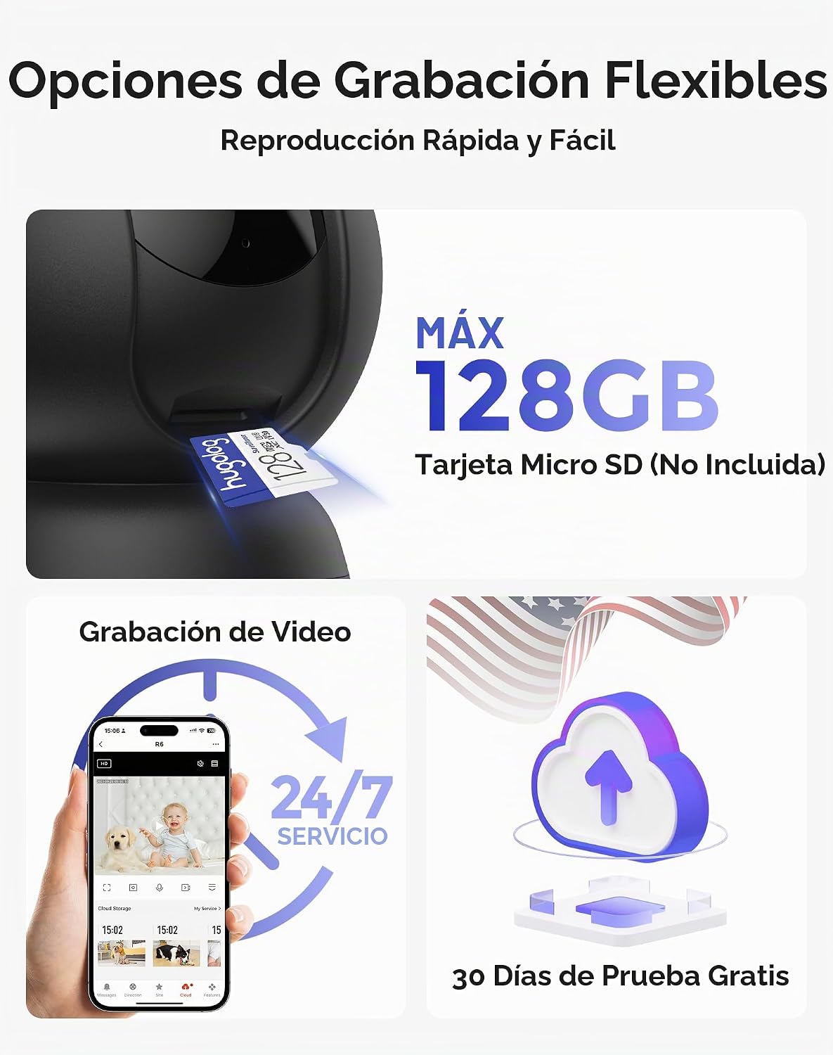 Hugolog - Cámara de seguridad interior Pan\/Tilt de 2K 3MP con enfo...