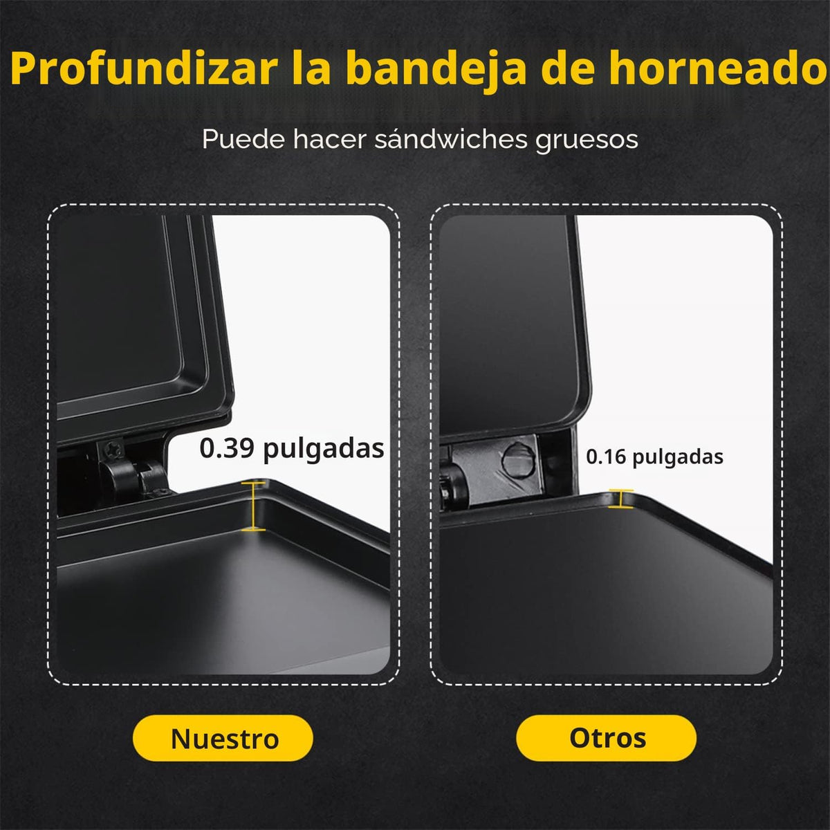 Aigostar Tostadora de Sándwich con Superficie de Parrilla Profunda...