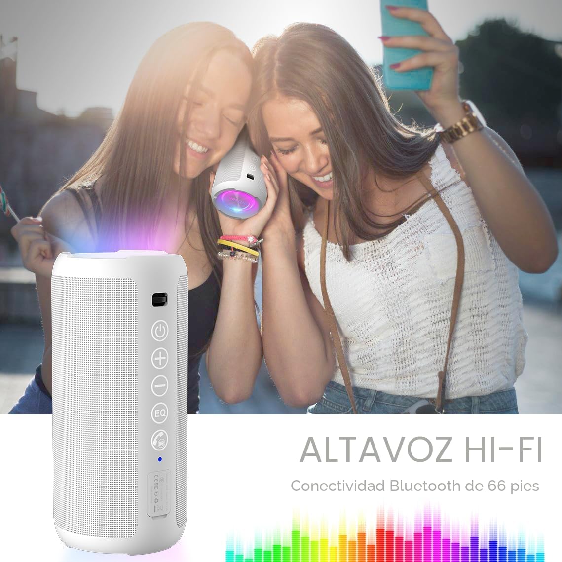 Ortizan Altavoz Bluetooth portátil: IPX7 impermeable, 24W sonido fu...