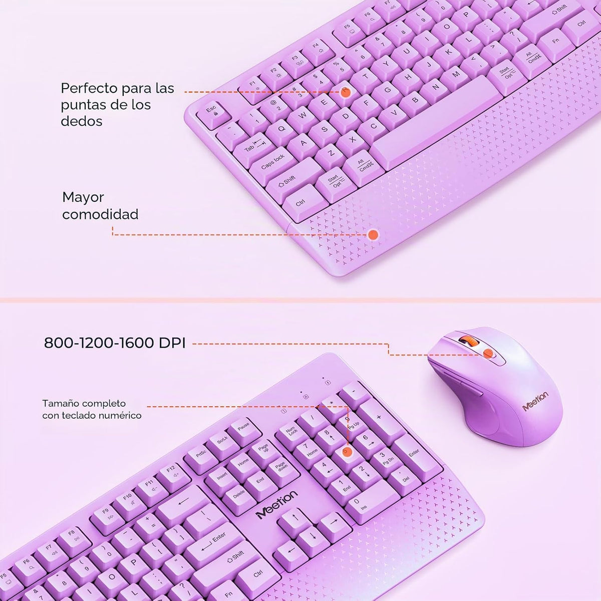 MEETION - Combo de teclado y mouse inalámbricos, tamaño completo co...