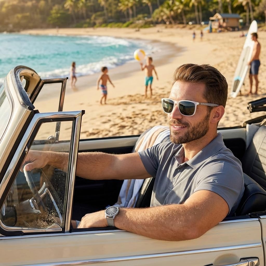 ZENOTTIC Gafas de sol polarizadas cuadradas para hombre, ultraliger...
