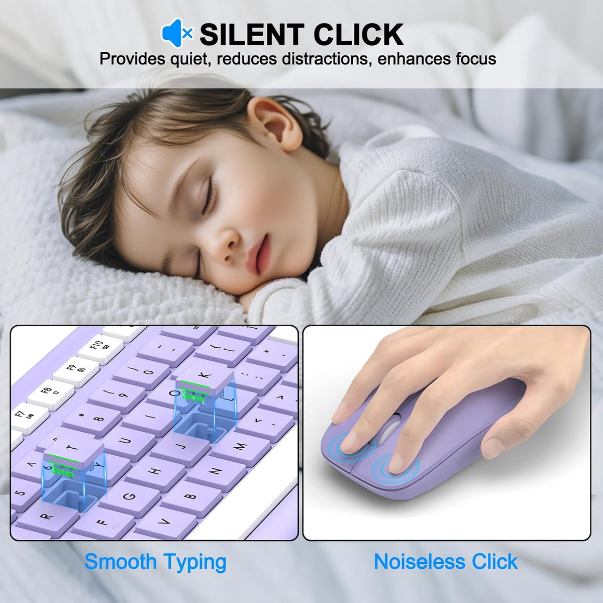 Combo de teclado y mouse inalámbricos, teclado ergonómico silencios...