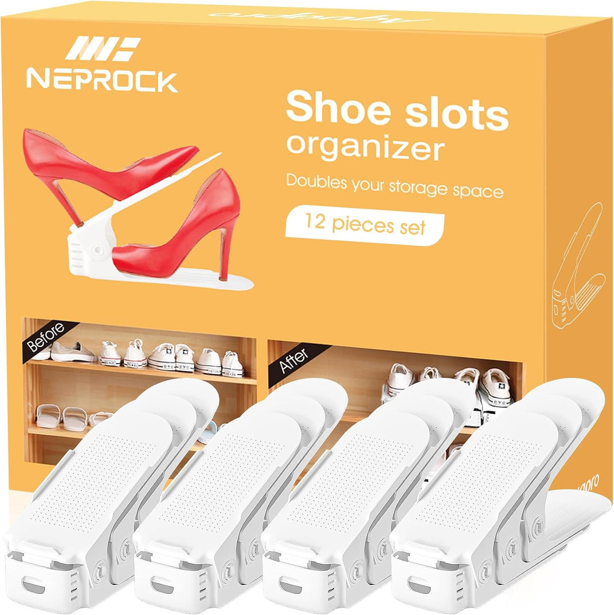 Neprock Organizador de Ranuras para Zapatos para Closet, Estante pa...
