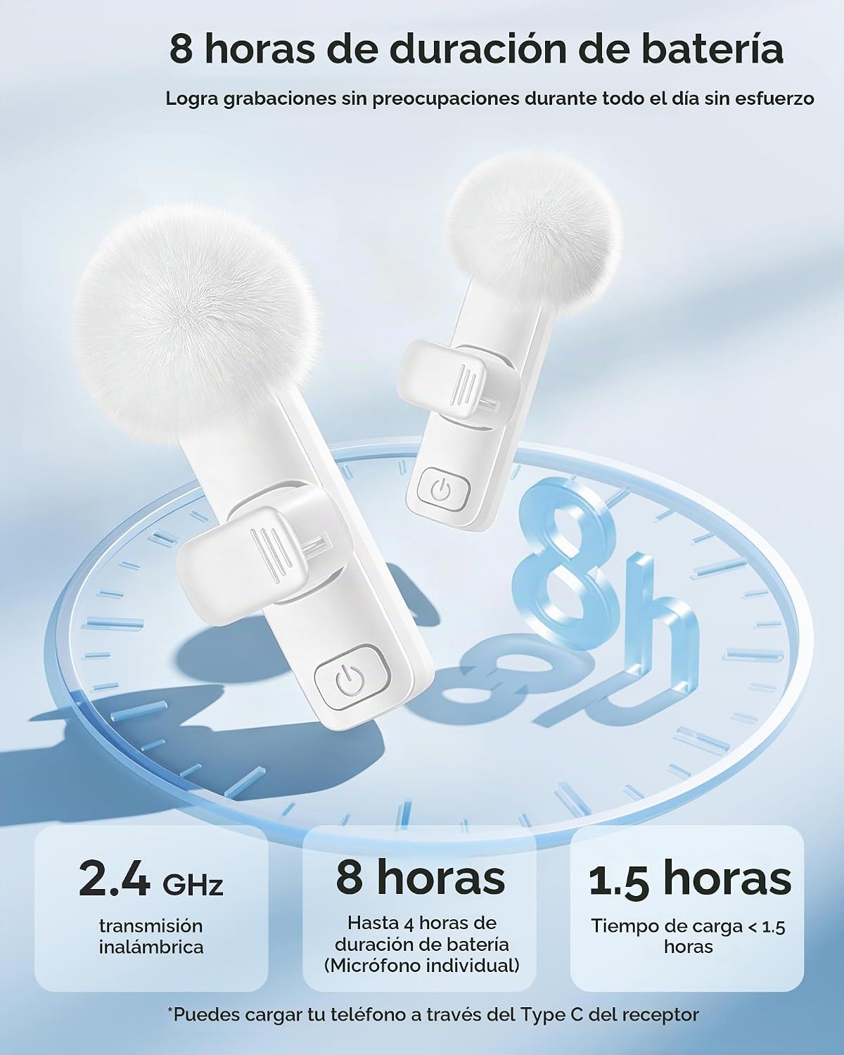 Micrófono de solapa inalámbrico para iPhone, iPad y teléfono Androi...