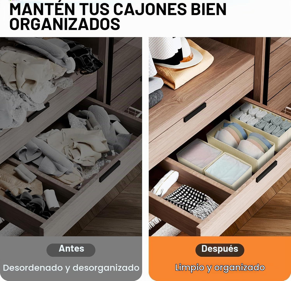 DIMJ Organizador de cajones para ropa, paquete de 6 unidades, organ...