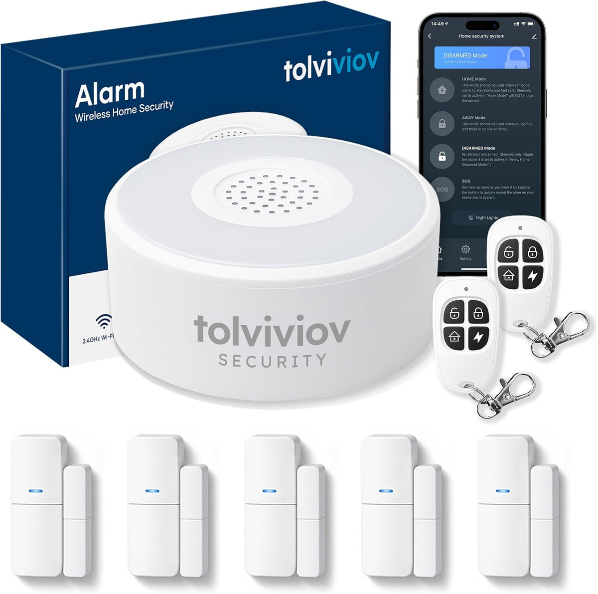 Sistema de seguridad WiFi para el hogar, kit de alarma de 8 piezas...