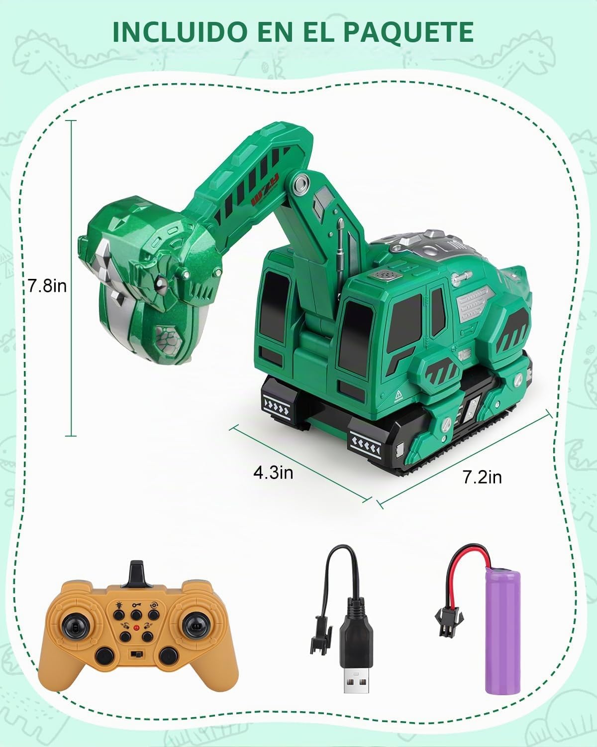 Humzo Excavadora con control remoto para niños de 4 a 7 años, camio...