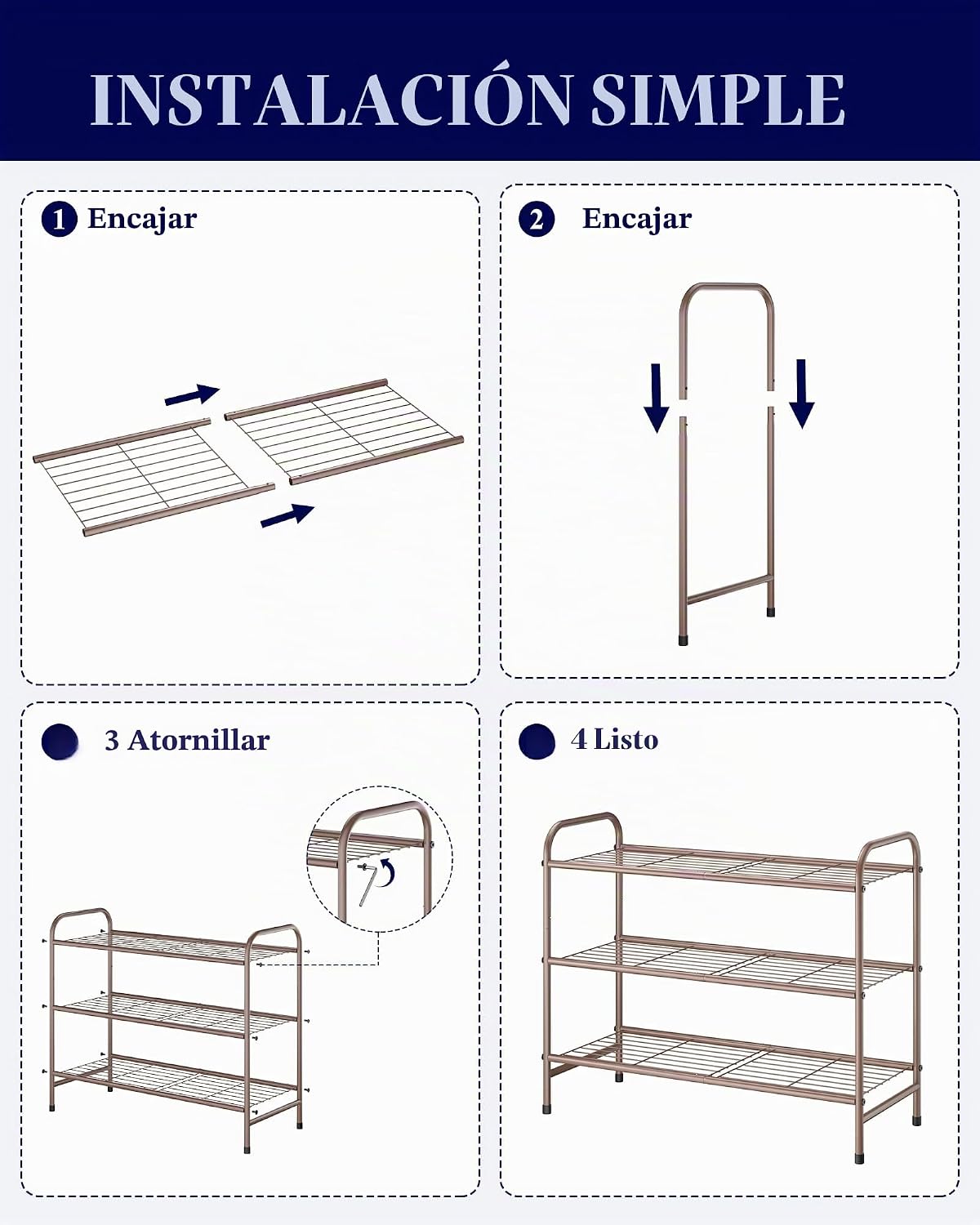 Kitsure Zapatero – Organizador de zapatos de acero inoxidable, estante