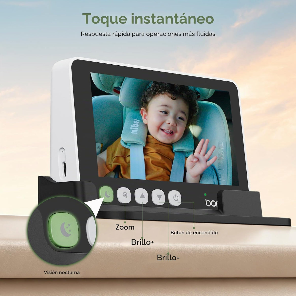 Bonoch Cámara para Coche de Bebé de 5" 1440P, Monitor más Claro, Vi...