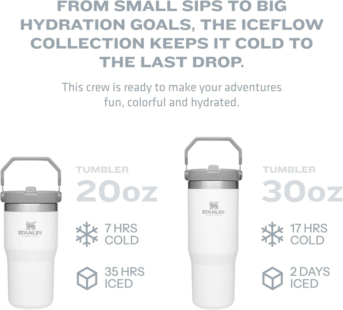 Stanley IceFlow - Vaso de acero inoxidable, botella de agua aislada...