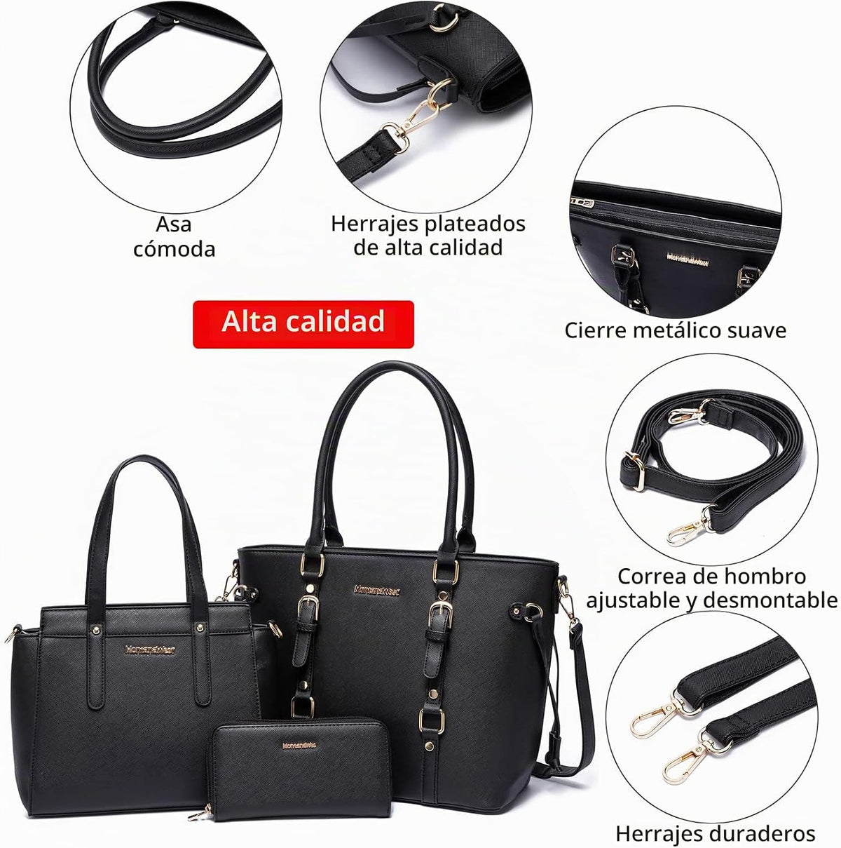 Montana West - Juego de 3 piezas de bolsos para mujer: bolso de man...