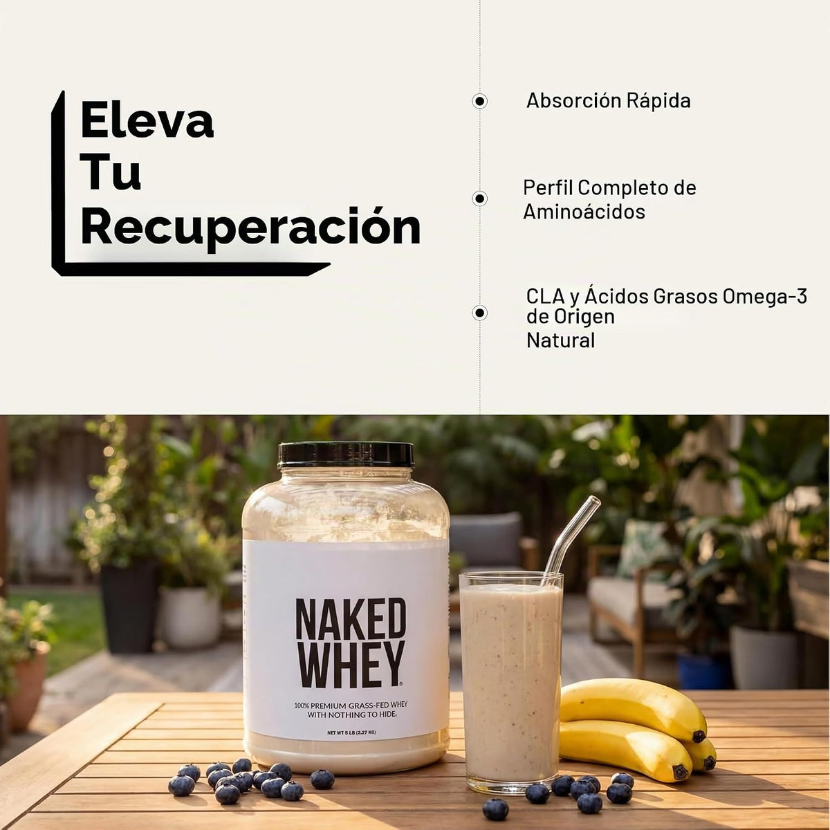 NAKED Whey - Polvo de proteína de suero de leche sin sabor de 5 lib...