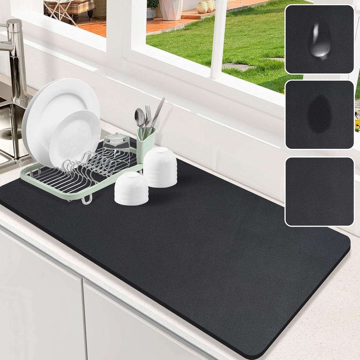 Tapete de secado de platos para encimera de cocina, almohadilla de...