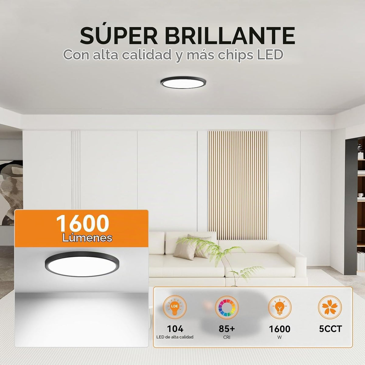WKONCLDY Luces de techo LED de 7.5 pulgadas, 5 colores seleccionabl...