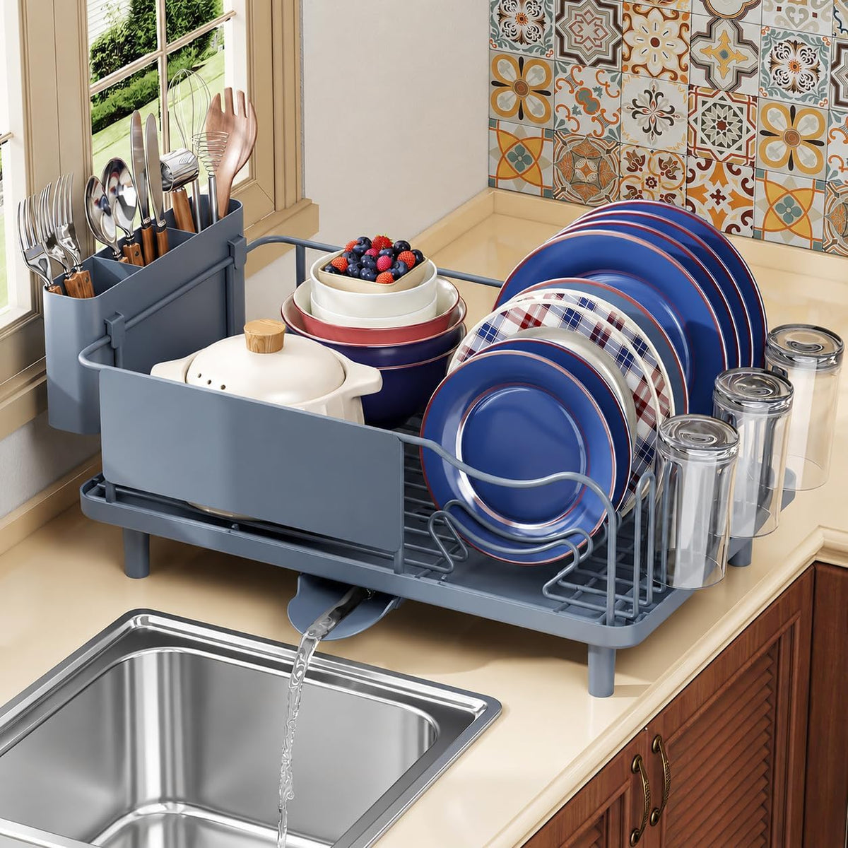 KINGRACK Escurridor de platos para encimera de cocina, escurridor d...