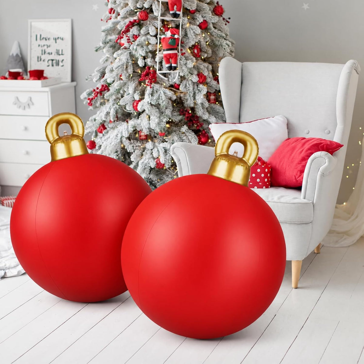 2 bolas inflables gigantes de PVC de 32 pulgadas de Navidad (sólido...