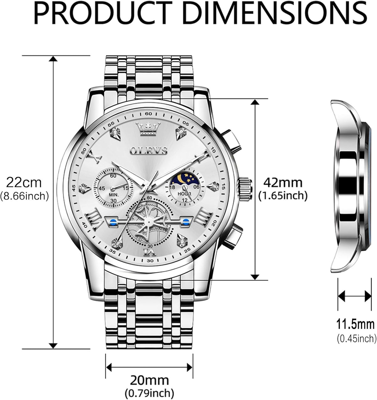 OLEVS Relojes para hombre, resistente al agua, de lujo, gran cara,...