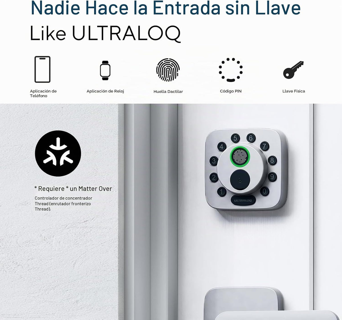 ULTRALOQ Cerradura inteligente Bolt SE,WiFi incorporado,Materia sob...