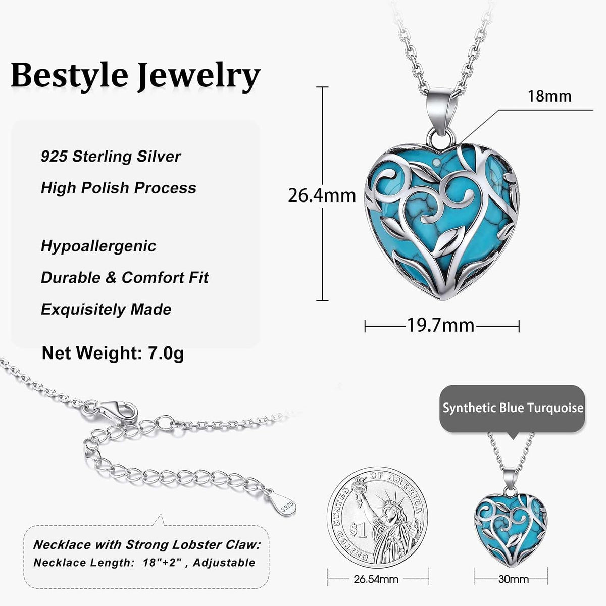 Bestyle Collar de cristal curativo envuelto en árbol de la vida, co...