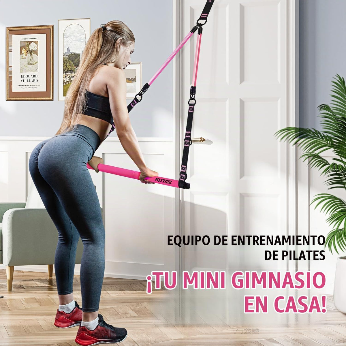 KUTIZE Kit de barra de pilates con bandas de resistencia, equipo de...