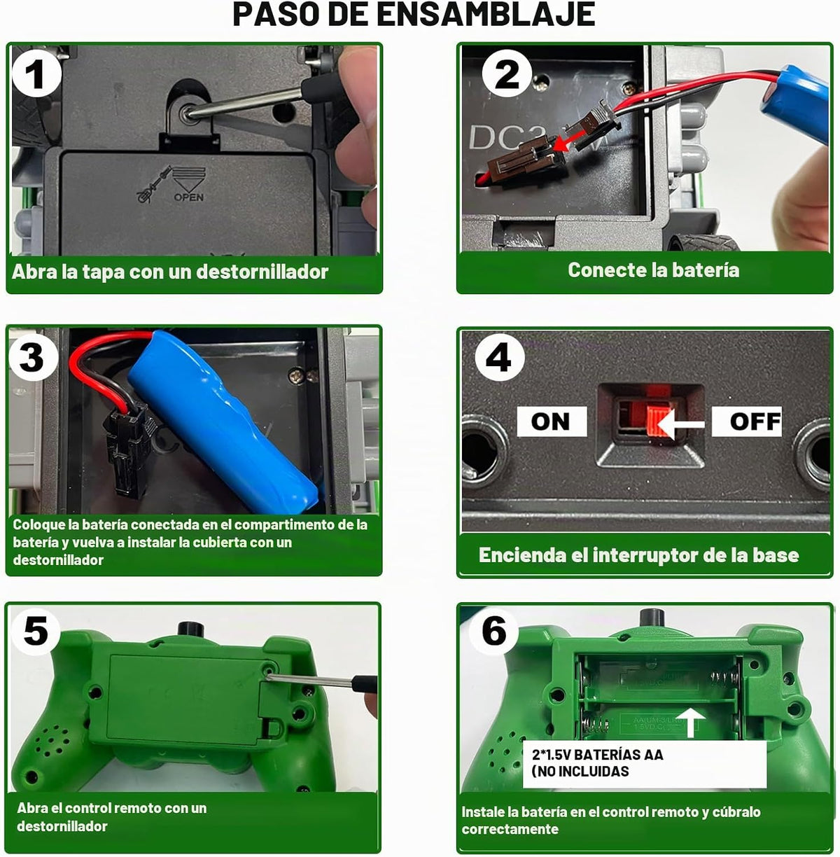 CALEST Camión de basura de control remoto de 2.4 GHz, camión de bas...